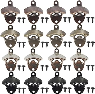 16PCS Wall Mounted Bottle Opener Vintage Beer Opener with Mounting Screws Set for Beer Cap Coke Bottle Wine Soda Open and Kitchen Cafe Bars(4 Colors)