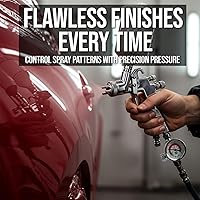 Vista 4 de LE LEMATEC Air Compressor Regulator & Flow Control Valve with Pressure Gauge - for Pneumatic Tools, Spray Painting, Tire Inflation, 1/4 NPT, 0-150