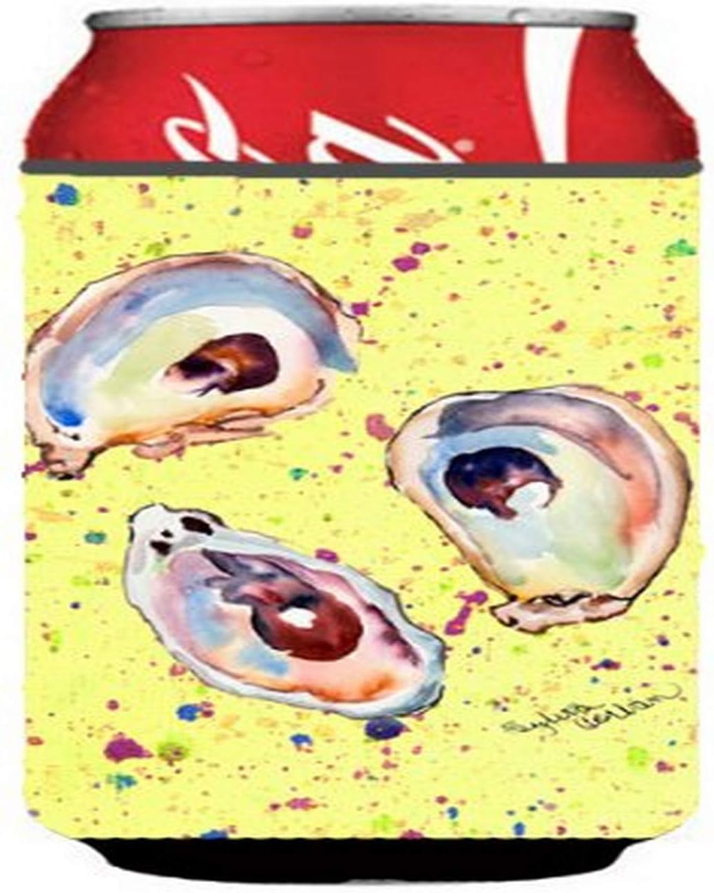 Caroline's Treasures 8453CC Oyster Can or Bottle Hugger Cooler Washable Drink Sleeve Collapsible Beverage Insulated Holder, Can Hugger, Multicolor