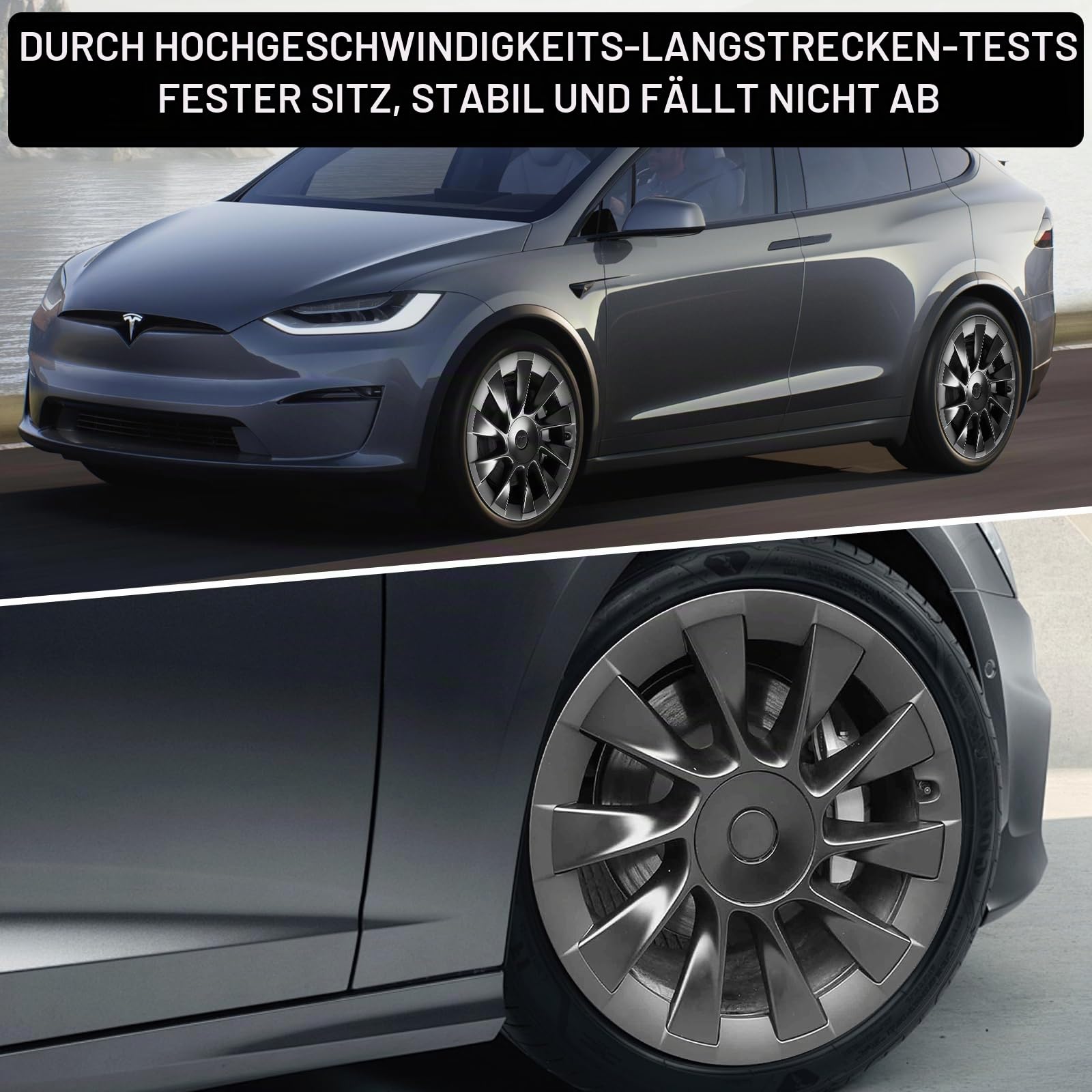 LIROPAU Felgenrand-Schutz Radkappe Räder für Tesla Model Y 20 Zoll Felgenabdeckungen All-in-One-Felgenschutz für Model Y 2019-2024, ABS Felgenschutz, Set mit 4 Felgenschutzs, Schwarz