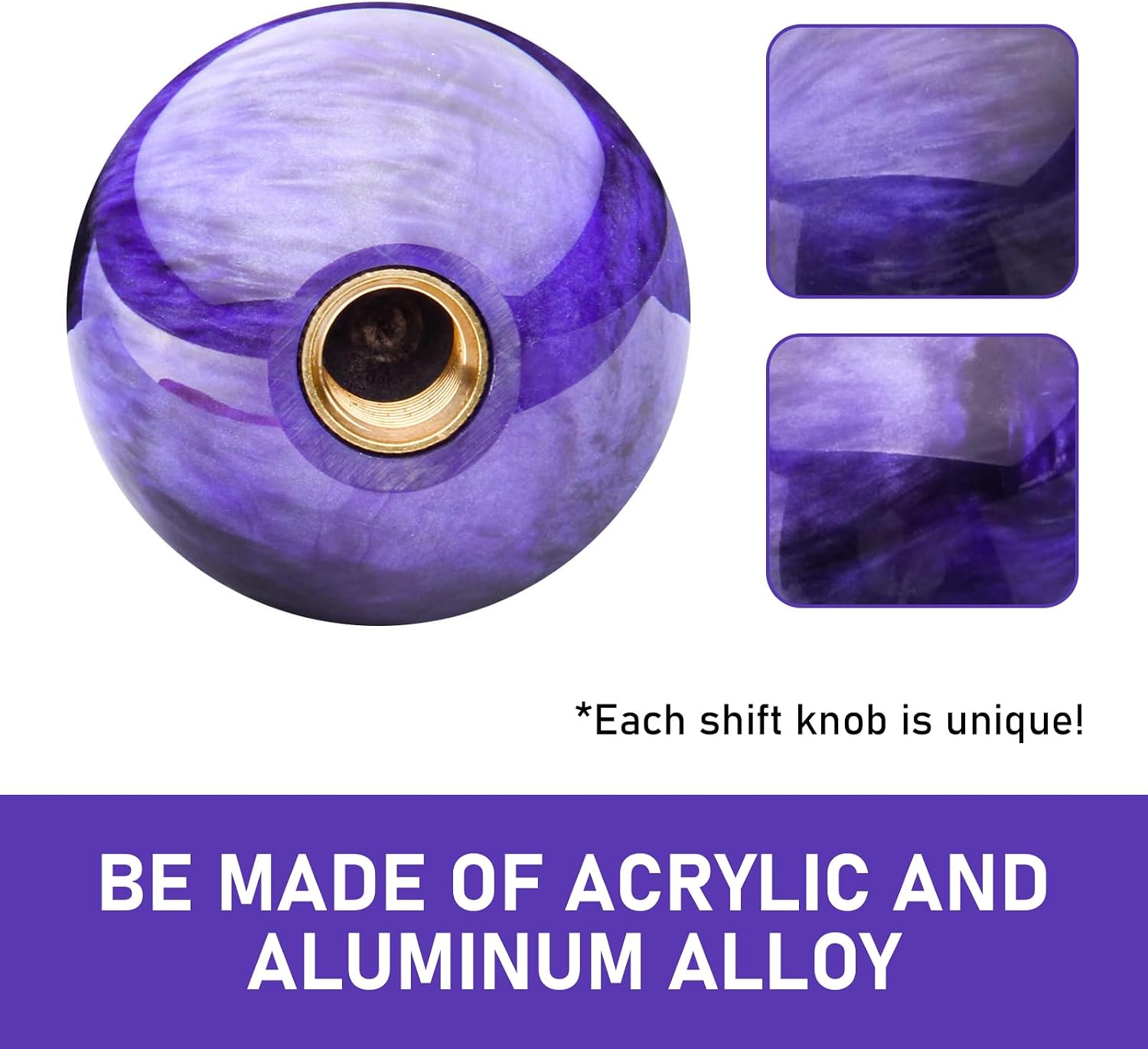 1 PC Automotive Modification Personalized Gearshift Head, Nebula Round Spherical Shift Knob, Automotive Manual or Electric Shift Knob, Universal for Most Cars (Purple)
