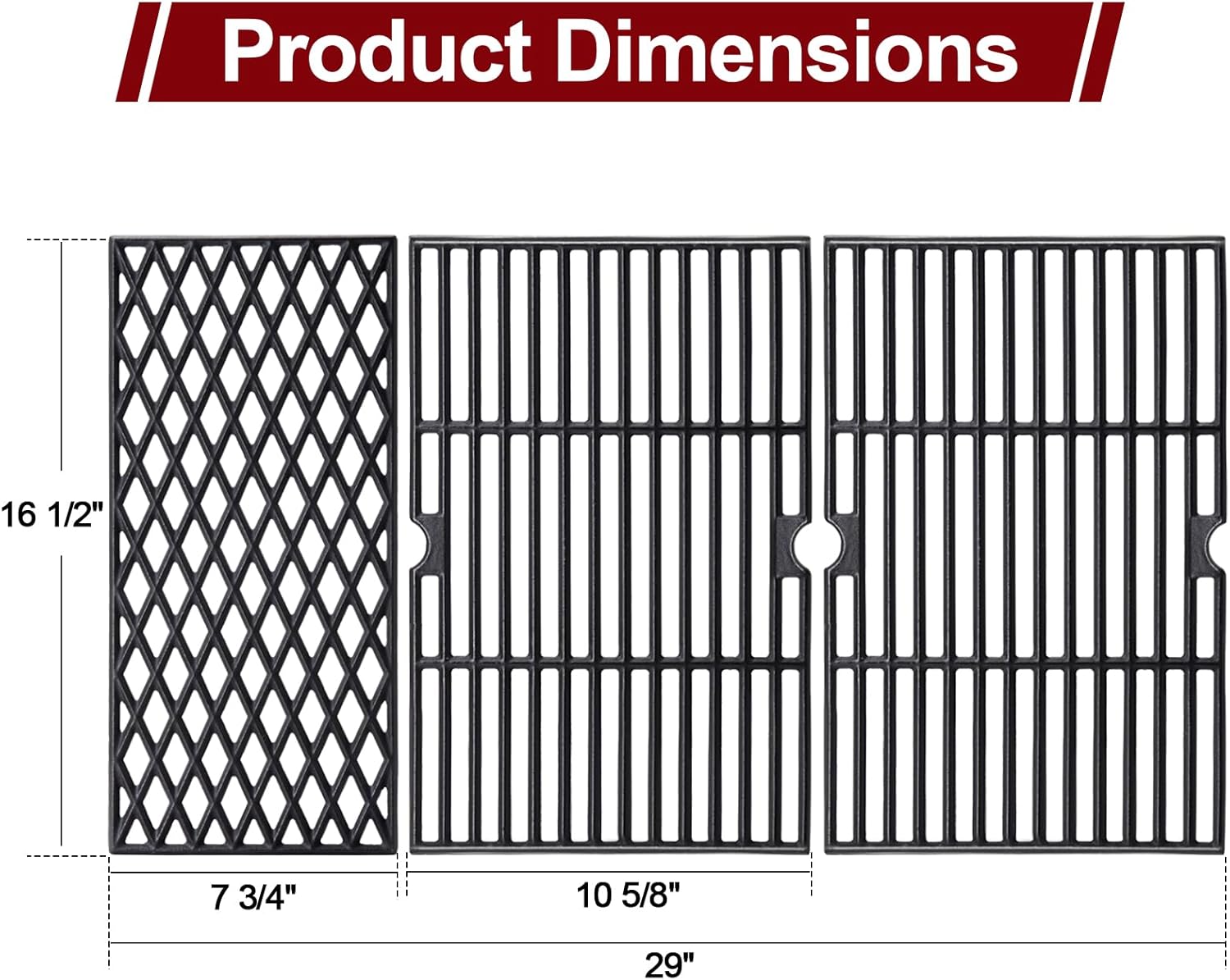 Hiorucet Grill Replacement Parts for Dyna Glo 5 Burner DGH474CRP DGH483CRP DGH485CRP, Adjustable 24''-30'' Drip Pan Grease Tray, Grill Grates Heat Plate Shields Burners for DGH474CRP Replacement Parts