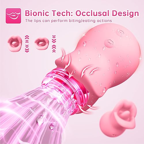 Miniatura 3 de Juguetes sexuales para adultos, vibrador para mujeres, estimulador de clítoris, lengua y boca de 3 en 1 de silicona, juguete sexual de rosa con 10
