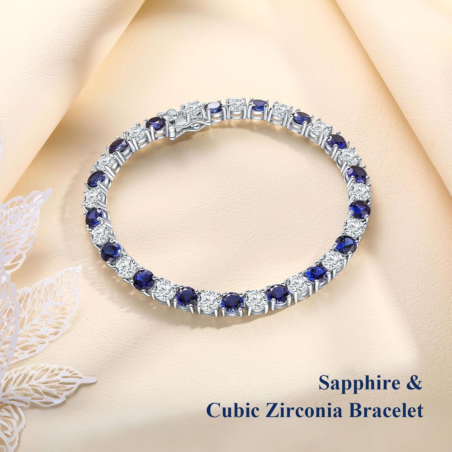 Luxury White Gold Sterling Silver 5mm Wide Cubic Zirconia and Birthstone Tennis Bracelets for Women Birthday Wedding Everyday, 7.25" - Image 7