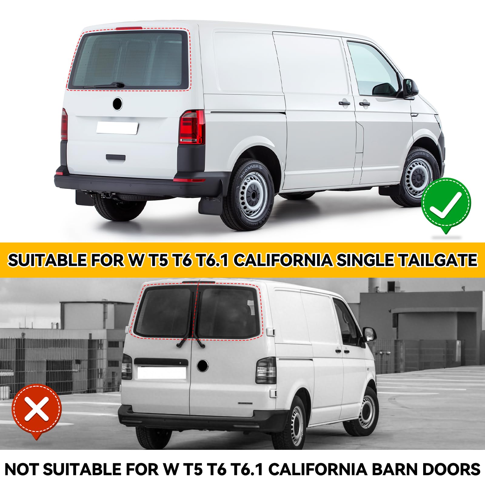 Auto Windschutzscheiben Abdeckung Ersatz für VW T5 T6 T6.1 California Single Tailgate, 600D Heckscheibenabdeckung Auto Heckscheibe Scheibenabdeckung Winter, 100% Verdunkelnd, Blockiert UV Strahlen