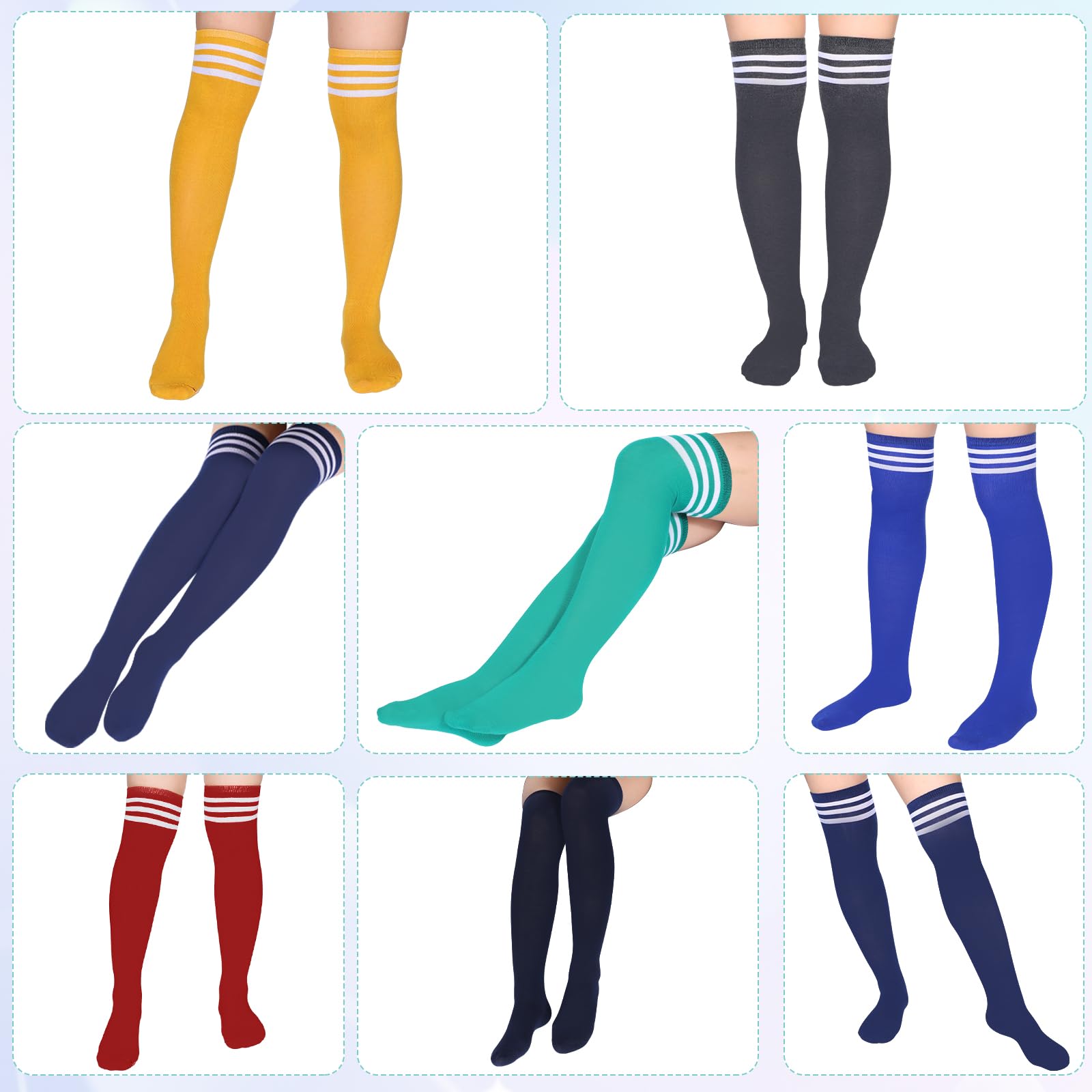 Syhood 36 pares de calcetines por encima de la rodilla hasta el muslo para mujer, calcetines calentadores de piernas, calcetines largos para uso diario, regalo de vacaciones