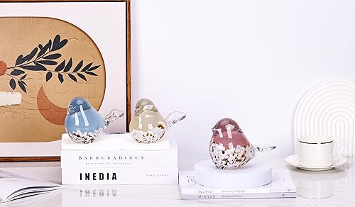 Miniatura 9 de WUBIANJIE Estatua de pájaro de vidrio soplado a mano coleccionable, pisapapeles de arte de animales, sala de estar, dormitorio, estantería, mesa de