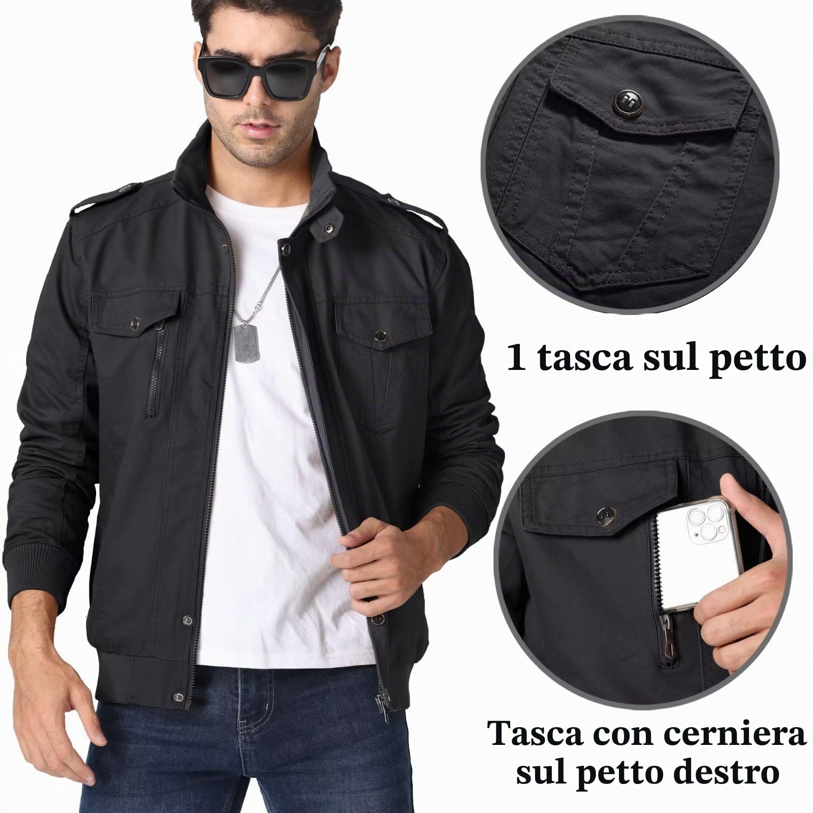 KEFITEVD Uomo Inverno Casual Giacca Cotone Giacca Uomo Bomber Mimetica Militare Tattica Cargo Giacca a Maniche Lunghe