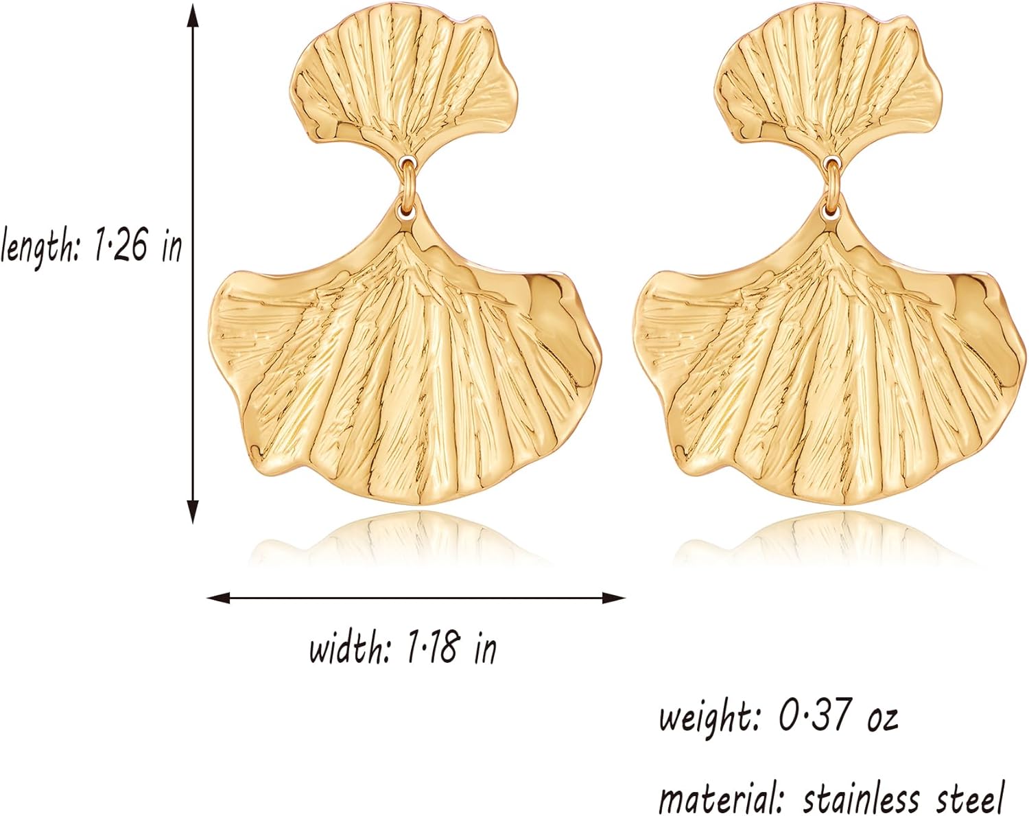 Gold Ginkgo Leaf Dangle Earrings for Women Statement Plant Leaf Drop Earrings Boho Fashion Jewelry - Image 6