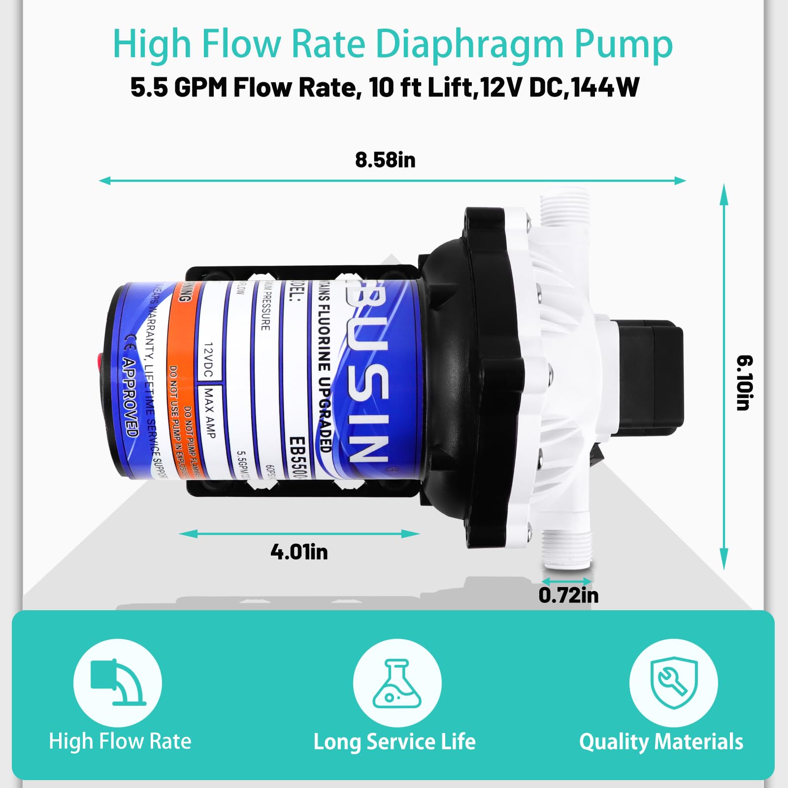 ぽむ Amazon.com: 12V Pump, 5.5GPM Diaphragm Water Pump, 60Psi 1