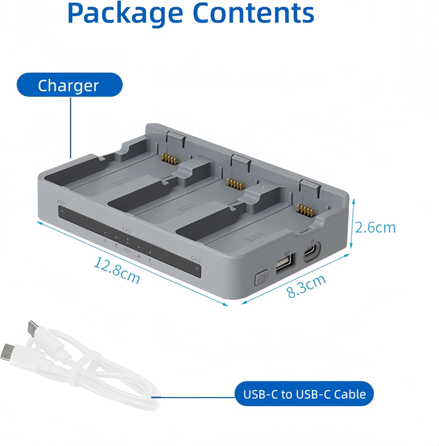 3-Slot Charger Compatible with DJI NEO 2 – PD 65W Fast Charge & Storage Mode for Drone Batteries, Travel & Field Use