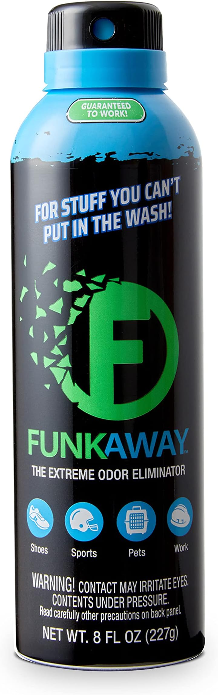 FunkAway Aerosol Spray, 8 oz., Extreme Odor Eliminator Spray, Ideal for Shoe Smells, Pet Odors and Bulky Stuff that Won't Fit in the Wash; Attacks Musty Odors at the Source