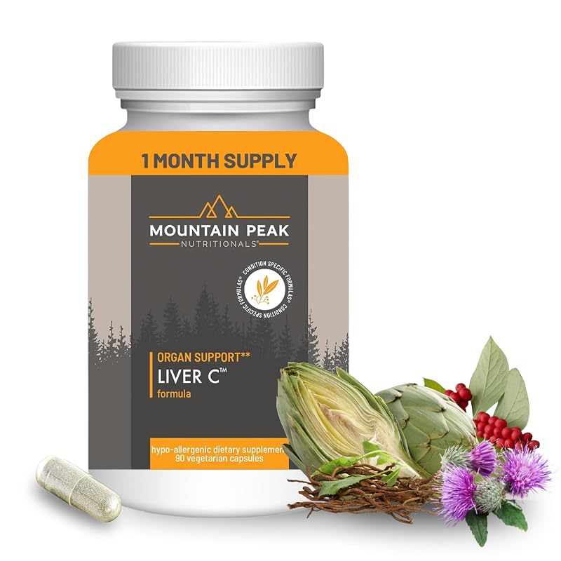 Mountain Peak Nutritionals Suplemento para o fígado com cardo-mariano, cúrcuma e blend de cogumelos — 90 cápsulas