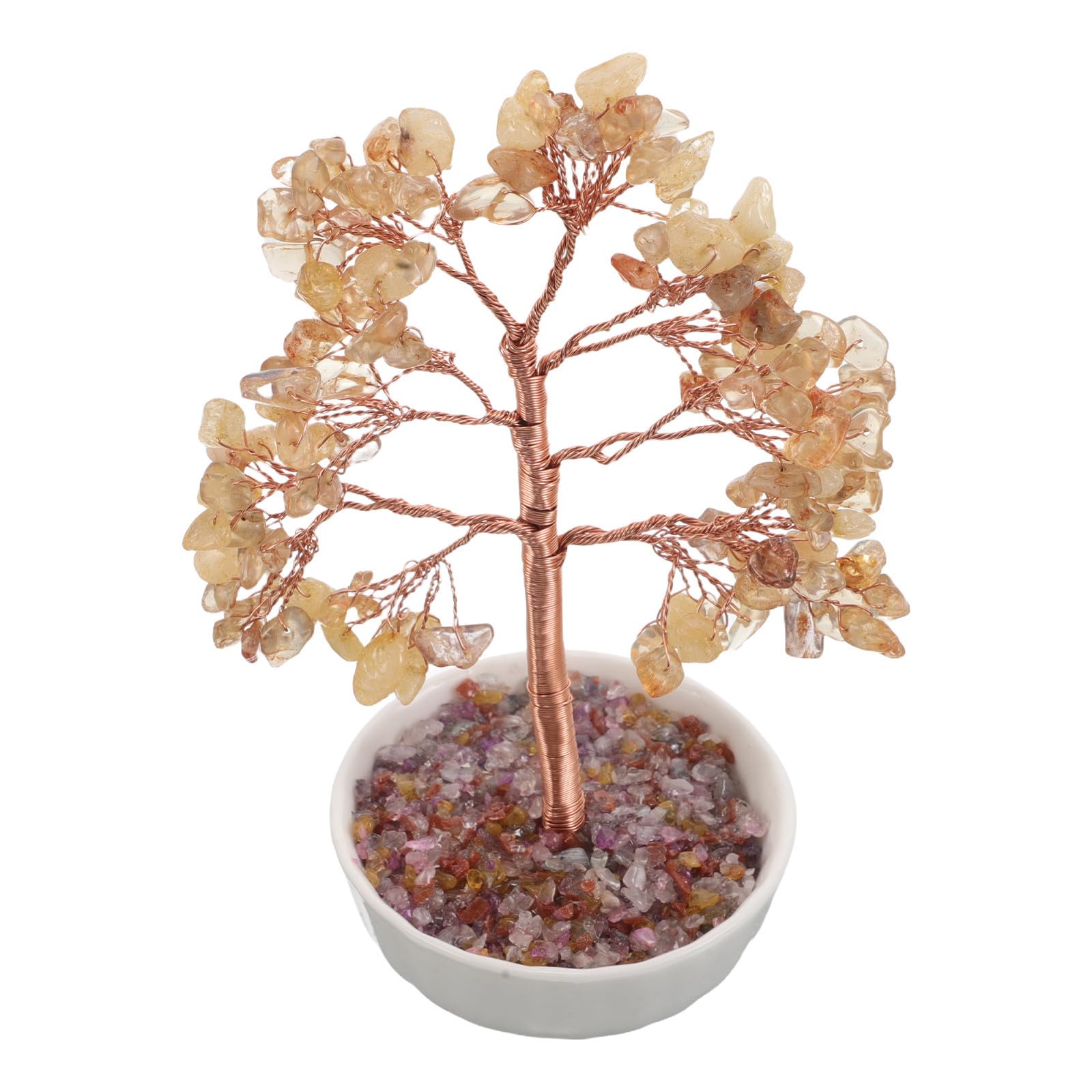 Árbol de cristal amarillo para decoración de escritorio y salón elegante