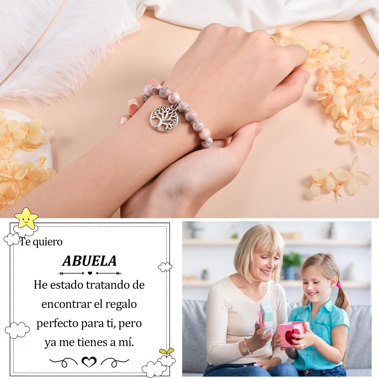 CheersLife Bracciale Nonna, Bracciale Albero della Vita Regali Natale Nonna Donna Bracciale Fascino della Nonna Regalo della Nonna