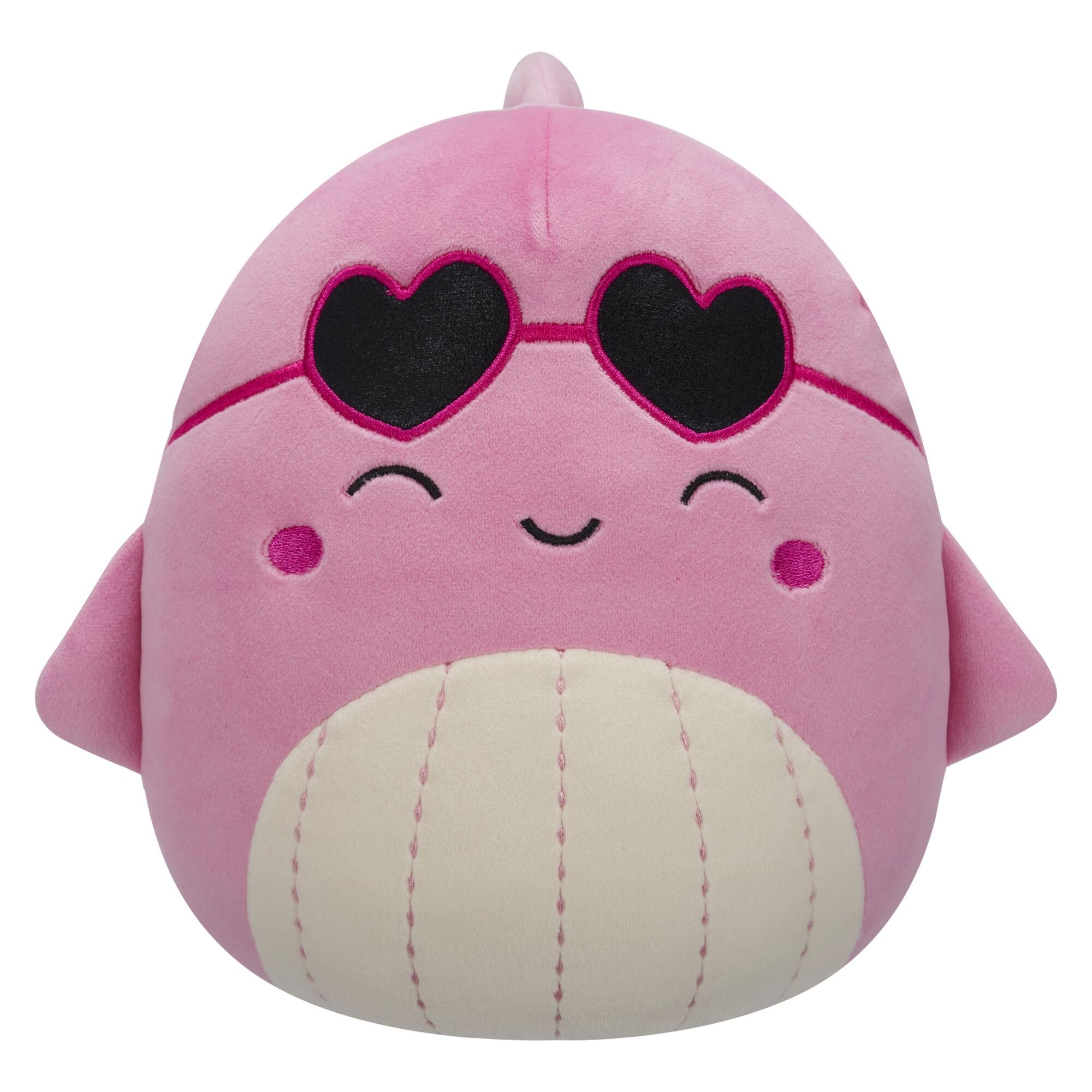 Squishmallows Original 7.5-Inch Val the Pink Whale with Heart Sunglasses - Valentine's Plush, 7.5 inches