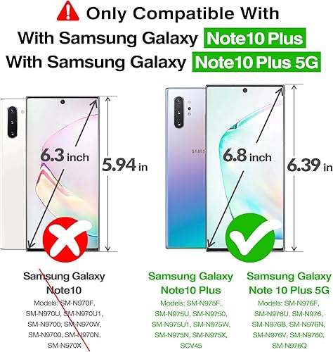 Miniatura 6 de Rayboen Funda para Samsung Galaxy Note 10 Plus 5G (no para Note10), diseño transparente de policarbonato duro, marco de TPU suave, a prueba de