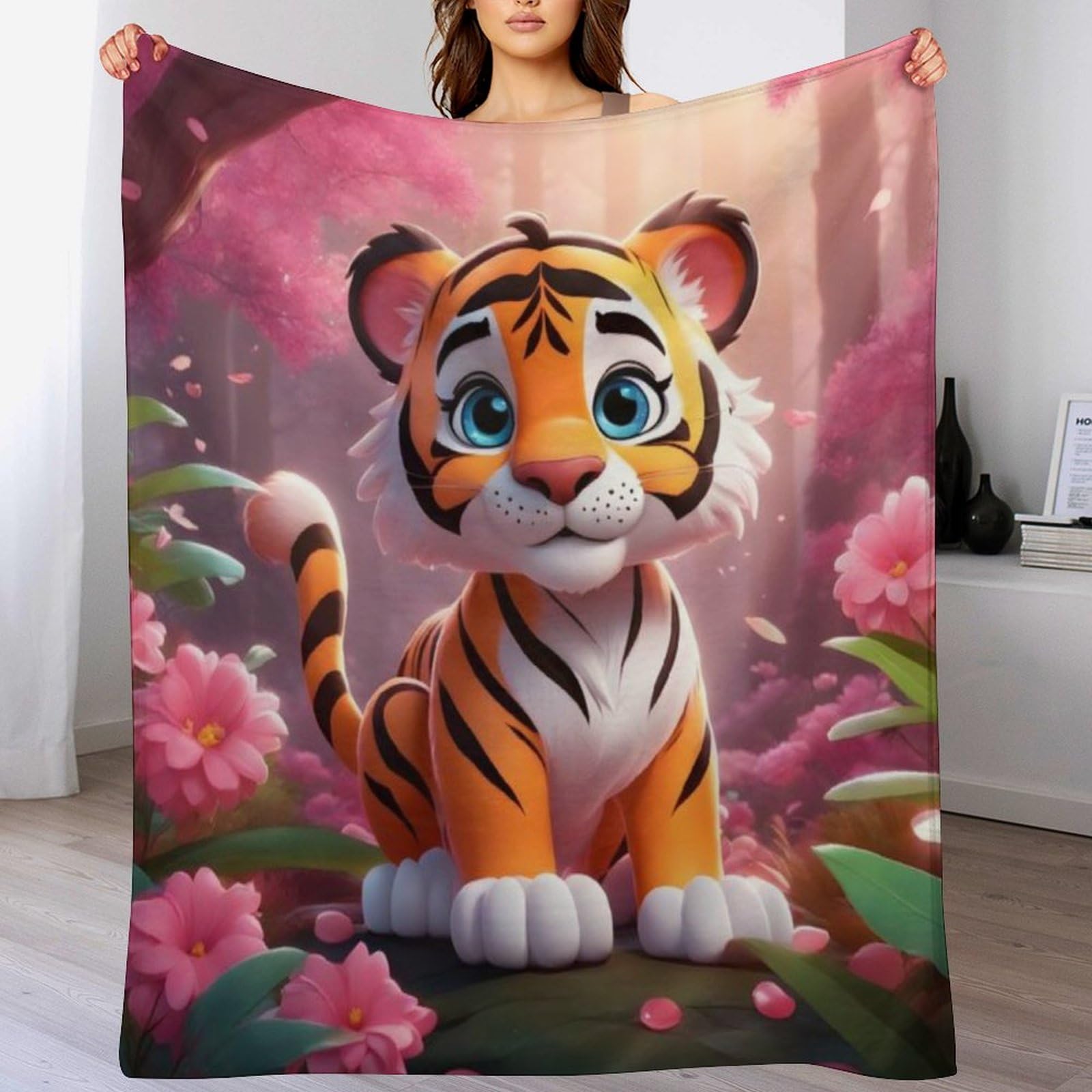 Couverture tigre en flannel haut de gamme jeté de canapé moelleux et chaud 140x180cm