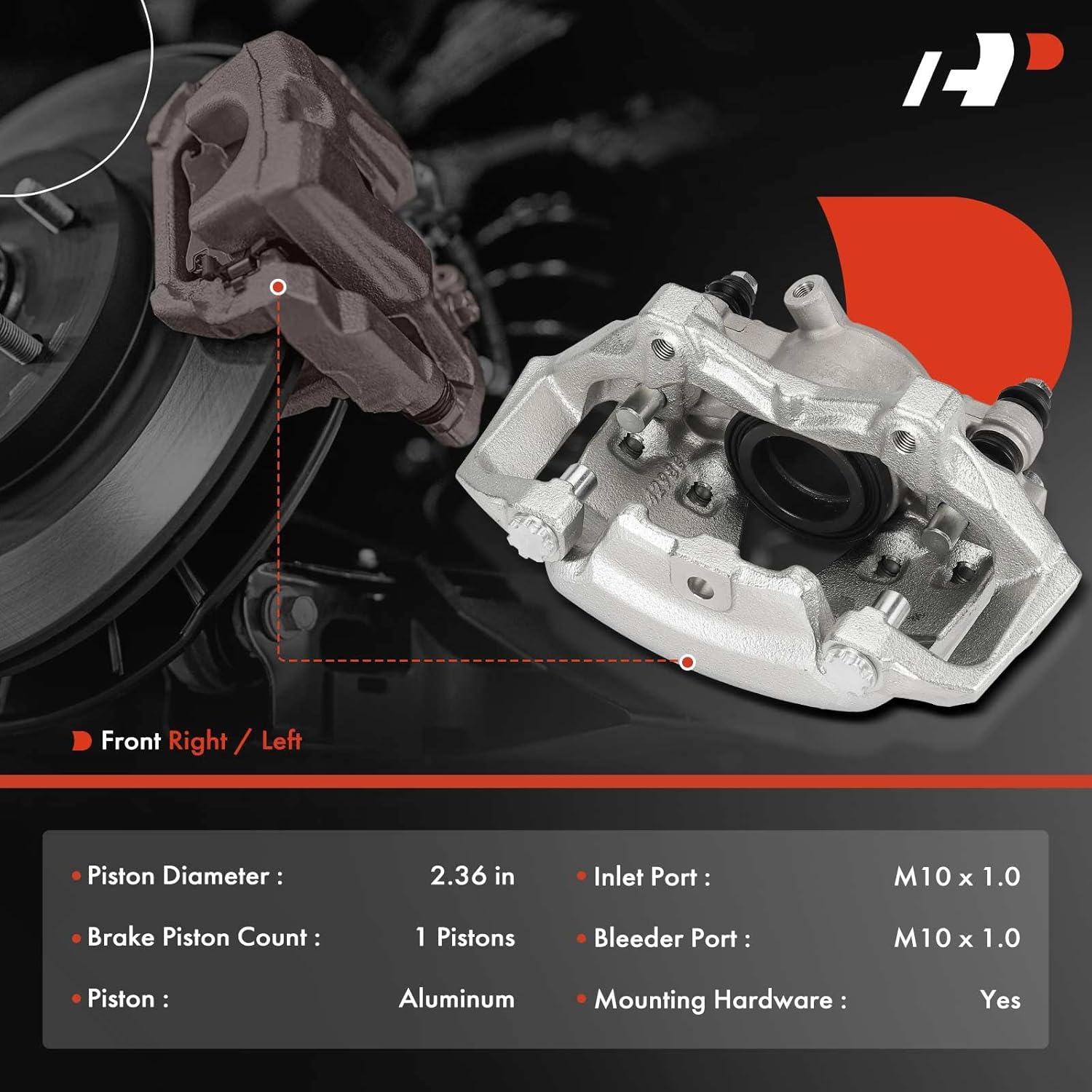 A-Premium Disc Brake Caliper Assembly with Bracket Compatible with Mercedes-Benz C350 09-14, E250 14-16, E350 10-16, E400 13-17, SLC300 16-, RWD - Front Passenger Side