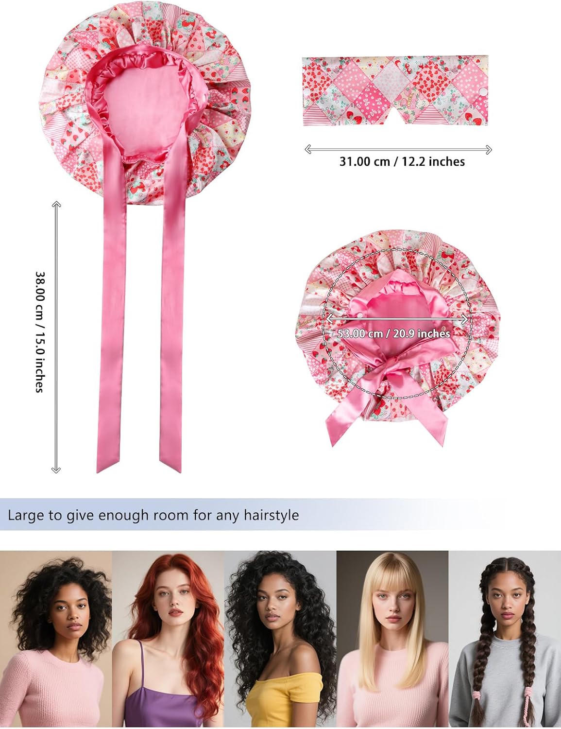 SeSe Code Bonnet With Eye Mask Attached Satin Bonnets With Tie For Sleeping Women Hair Caps Curly Hair
