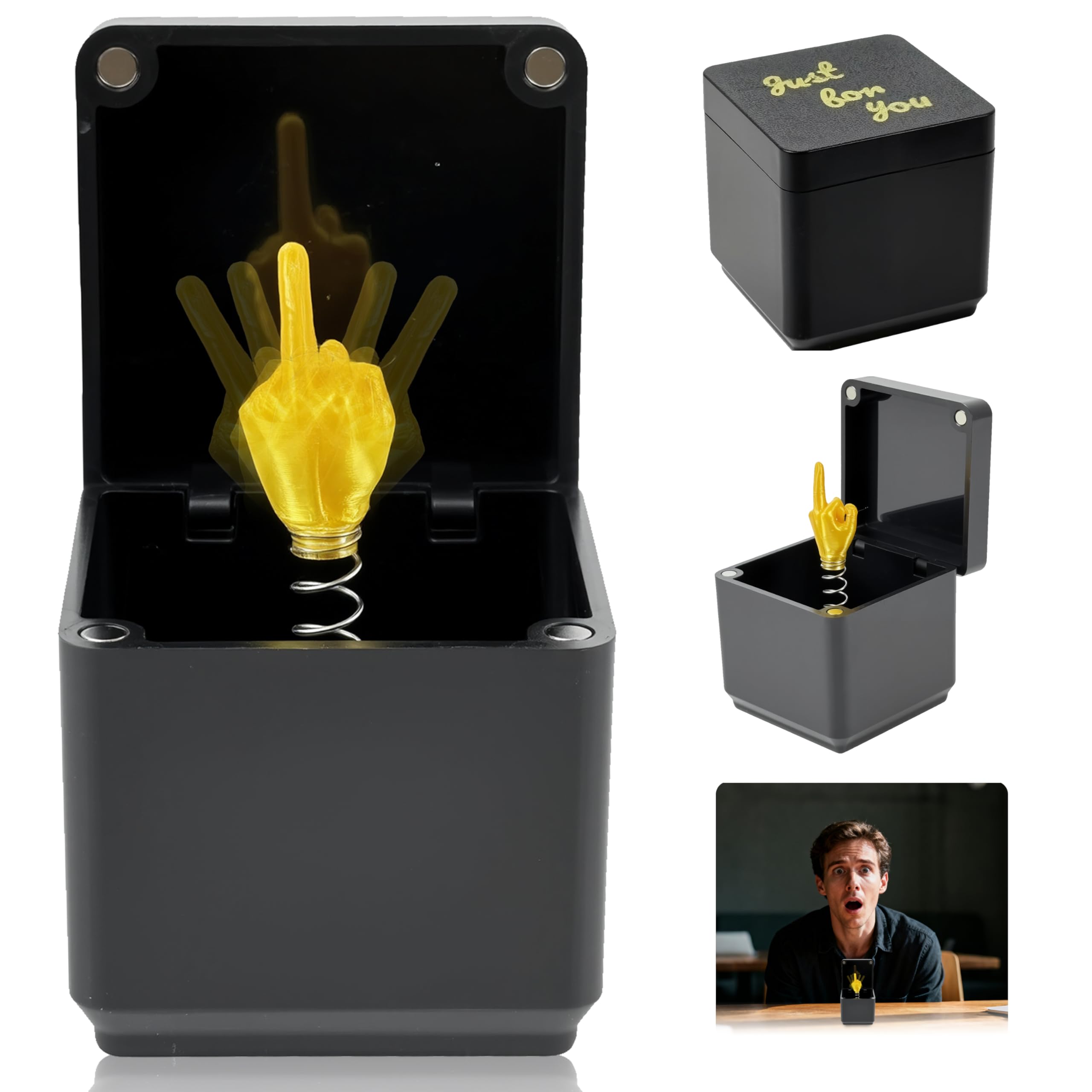 White Elephant Gifts for Adults - Gag Gifts Funny Middle Finger in A Box, Surprise Prank Pop Up Box Stocking Stuffers for Men Him Her White Elephant Gifts