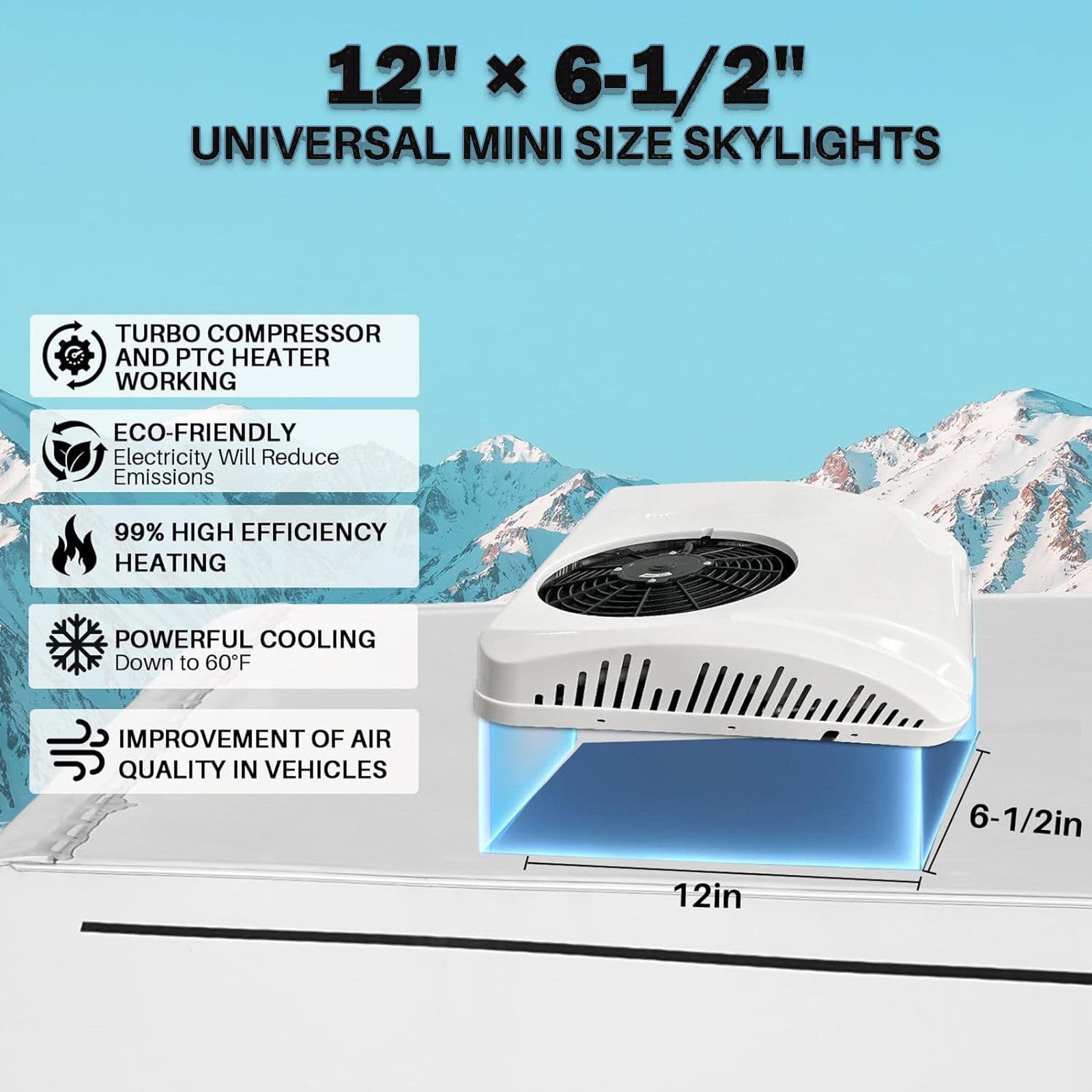 Condizionatore d'Aria per Camper con Riscaldamento 8,5K BTU Universale RV Tetto AC Riscaldatore Combo Silenzioso 2 in 1 Riscaldamento e Raffreddamento per Camion, rimorchio, Barca,220V