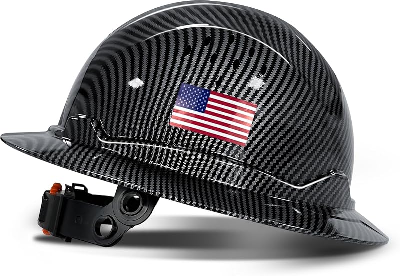 SBD-G1C Construction Full Brim Safety Helmet HDPE Hard Hat Vented Hardhats Sunshade Carbon Fiber Pattern Industrial Work Certified ANSI/ISEA Z89.1