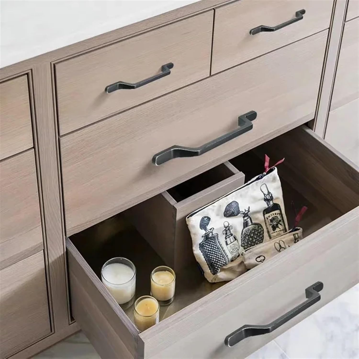 Kitchen Cabinet Handle Black Bright Drawer Pulls and Knobs Furniture Wardrobe Zinc Alloy Cupboard Door Handles Hardware 1Pcs (Color : 6021-128mm Grey)
