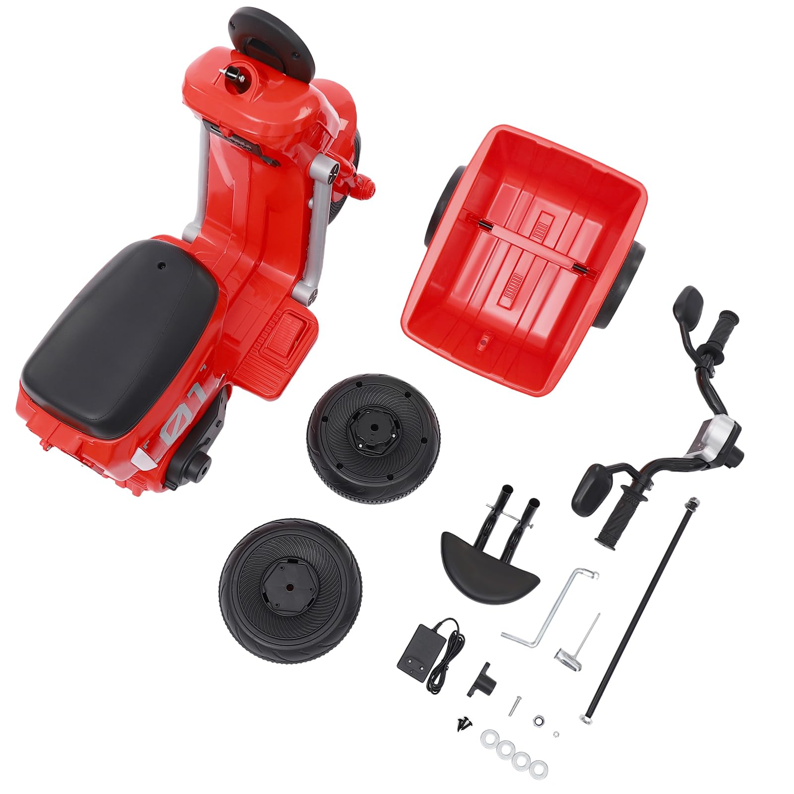 Moto elettrica per bambini 2-6 anni, 50 kg, 3,2-4,8 km/h, triciclo, rosso, PP