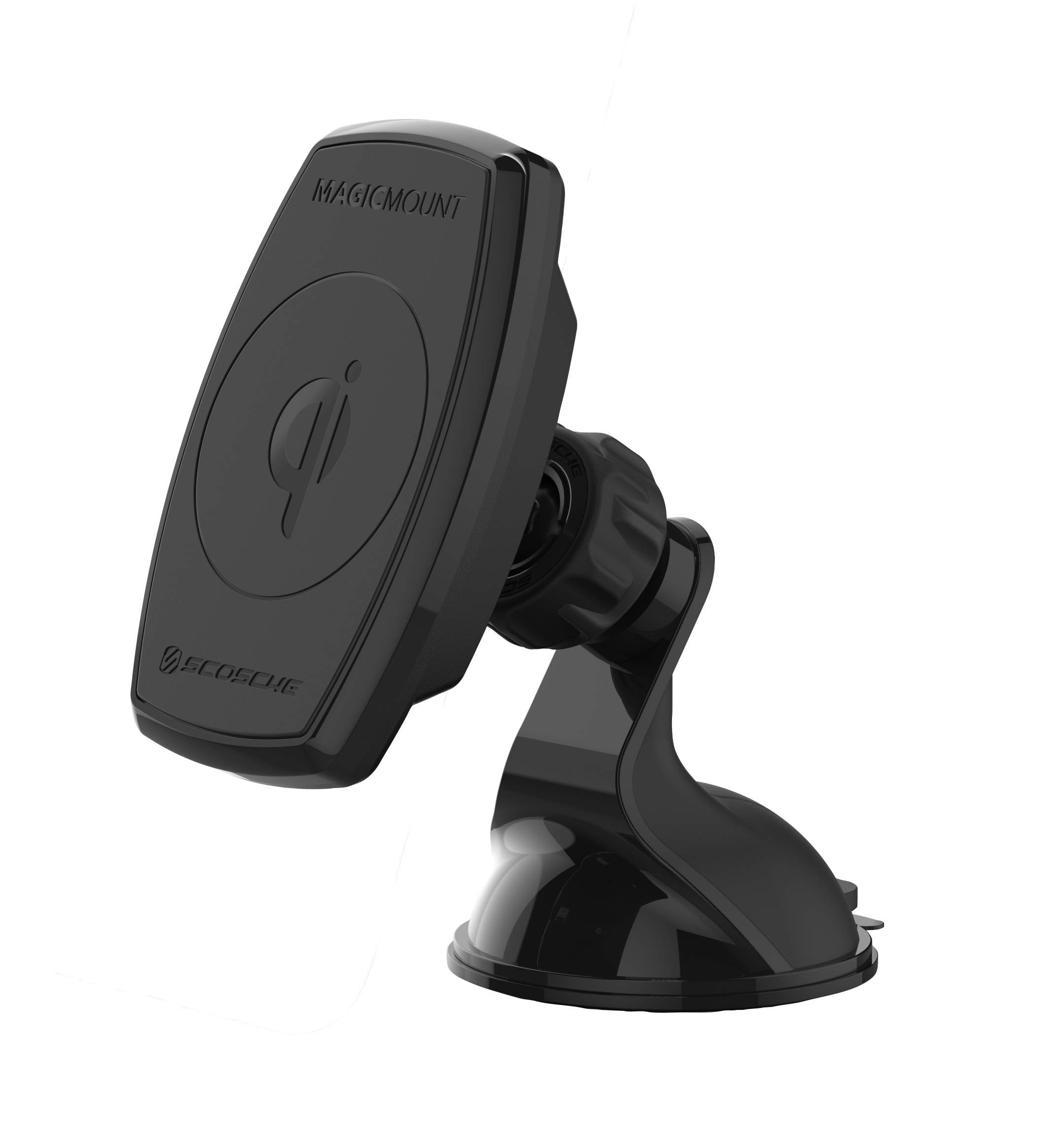 SCOSCHE MPQ2WD-XTSP Magnetic Suction and Adhesive Mount Holder/Charger for Vehicles & Qi Enabled Fast Charging Devices - Black