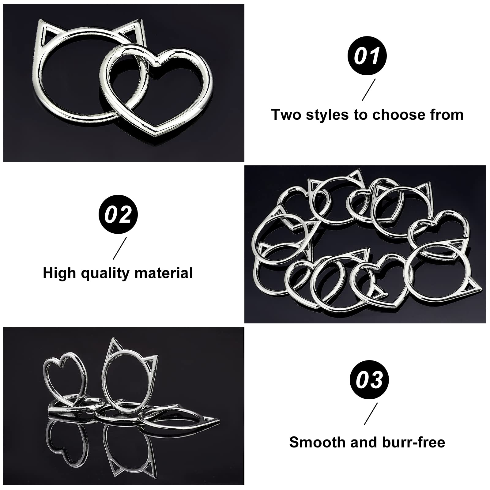 Amazon.com: BENECREAT 24Pcs 2 Style Cat Head & Heart Shape Metal