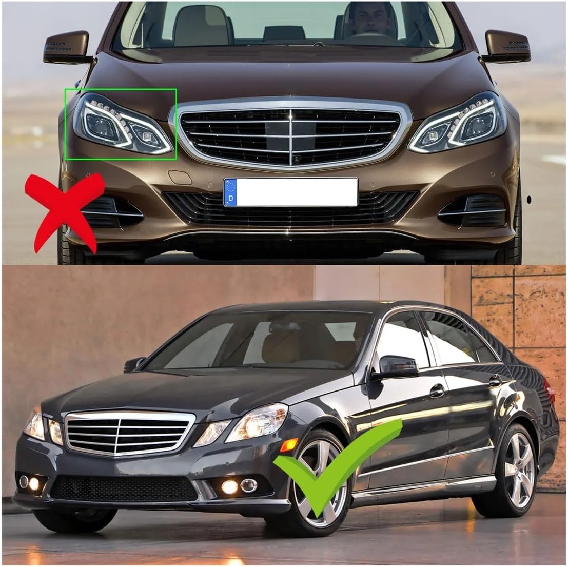 Head light Lens Compatible Compatible for Mercedes Benz E Class W212 2009-2012 Lampshade Clear Car Accessories Tools Cover Replacement(Large) (R)