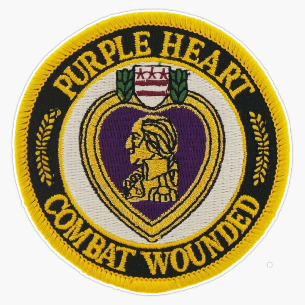 LAD Studio Purple Heart Combat Wounded Award Patch Window Bumper Sticker Decal 5""