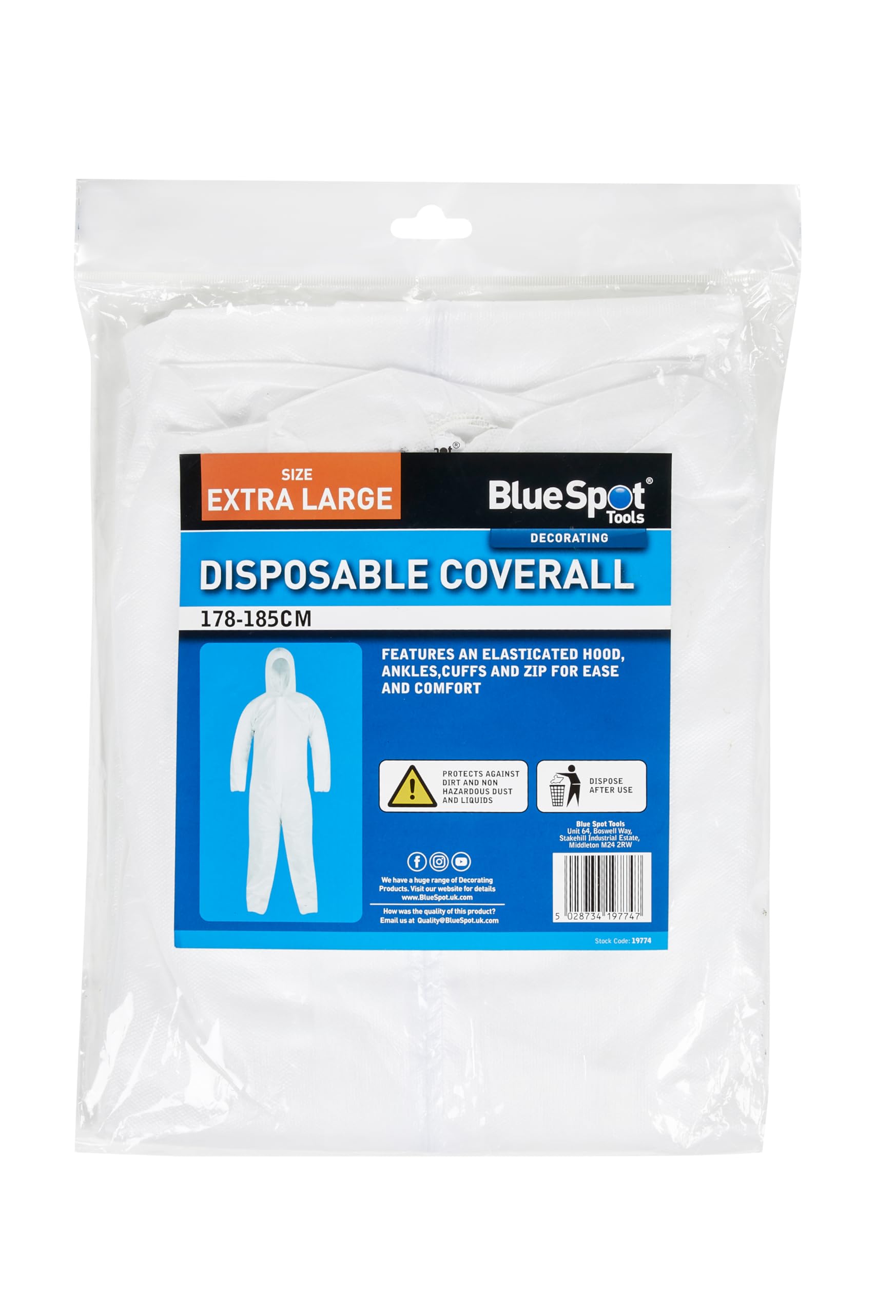 Blue Spot White Bluespot Disposable Overalls
