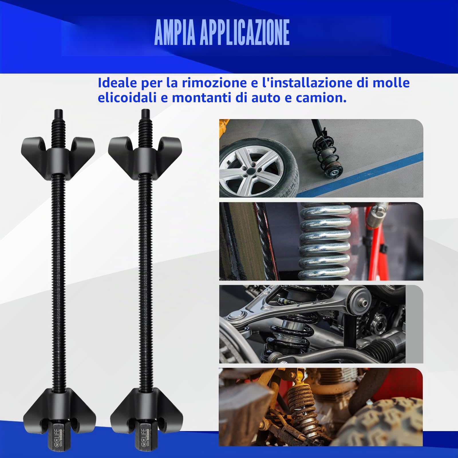 CCLIFE 2 Pezzi Professionale Compressore Molla Ammortizzatori per Auto Strumenti di Estrattore Molle Ammortizzatore, 370mm