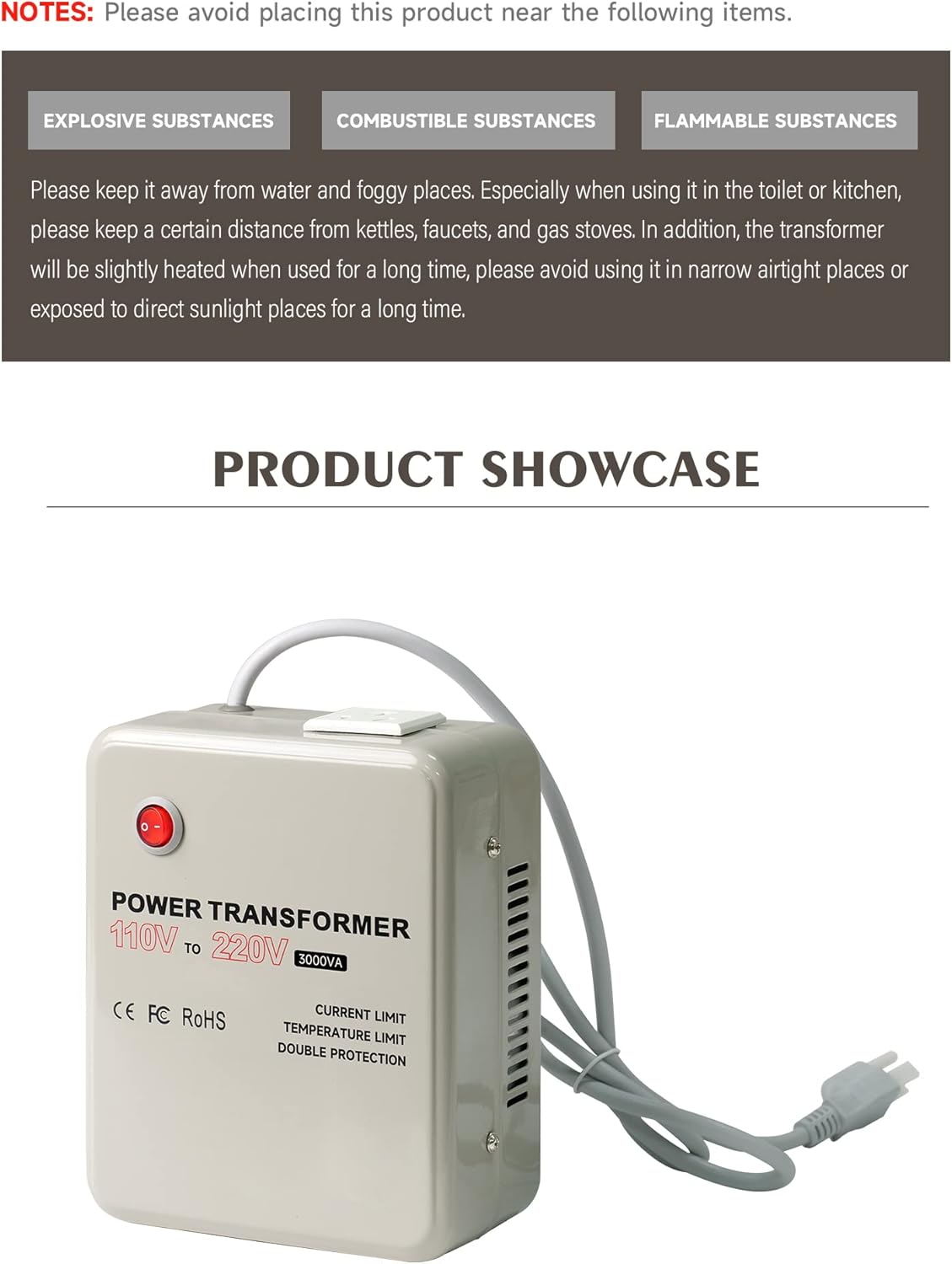 Magnetic Drill Press Power Transformer 3000VA 110V to 220V Specialize in Magnetic Drill Machine with Temperature Control Protection.