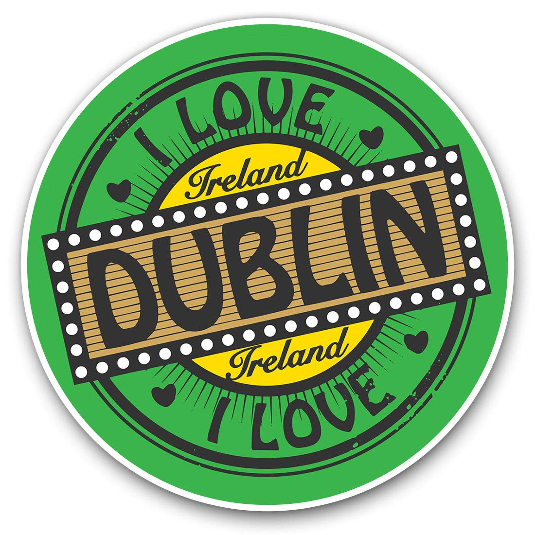 2 x Heart Stickers 10 cm - I Love Dublin Ireland Irish Travel Stamp Fun Decals for Laptops,Tablets,Luggage,Scrap Booking,Fridges #5014