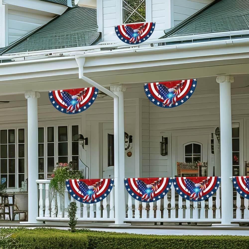 American Flag Patriot Eagle Christian Cross Non-Pleated Fan Flag MLN2846FL, Suitable for Outdoor and Indoor