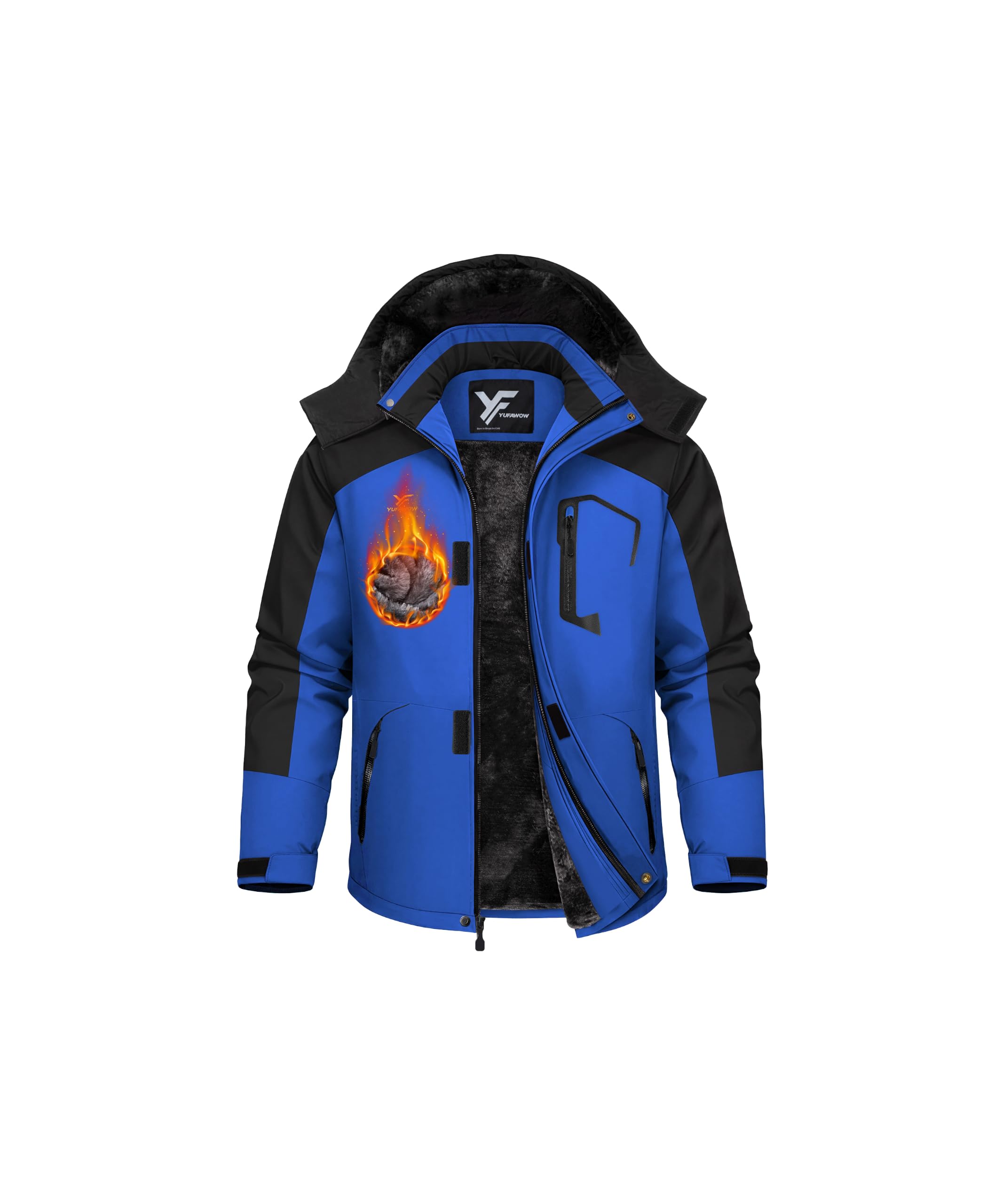 Yufawow Men Winter Jacket Skiing Jacket Insulated Fleece Lined Waterproof Windbreaker for…
