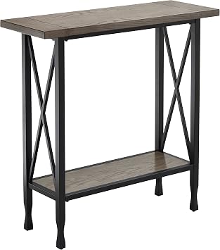 Leick Home Chisel & Forge Console Table, 30", Smoke Gray, Matte Black