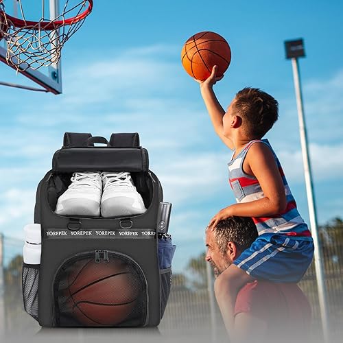 Vista 28 de YOREPEK Basketball Bag, Large Basketball Backpack with Shoe Compartment and Ball Holder Sports Backpack for daughter son, Water Resistant for