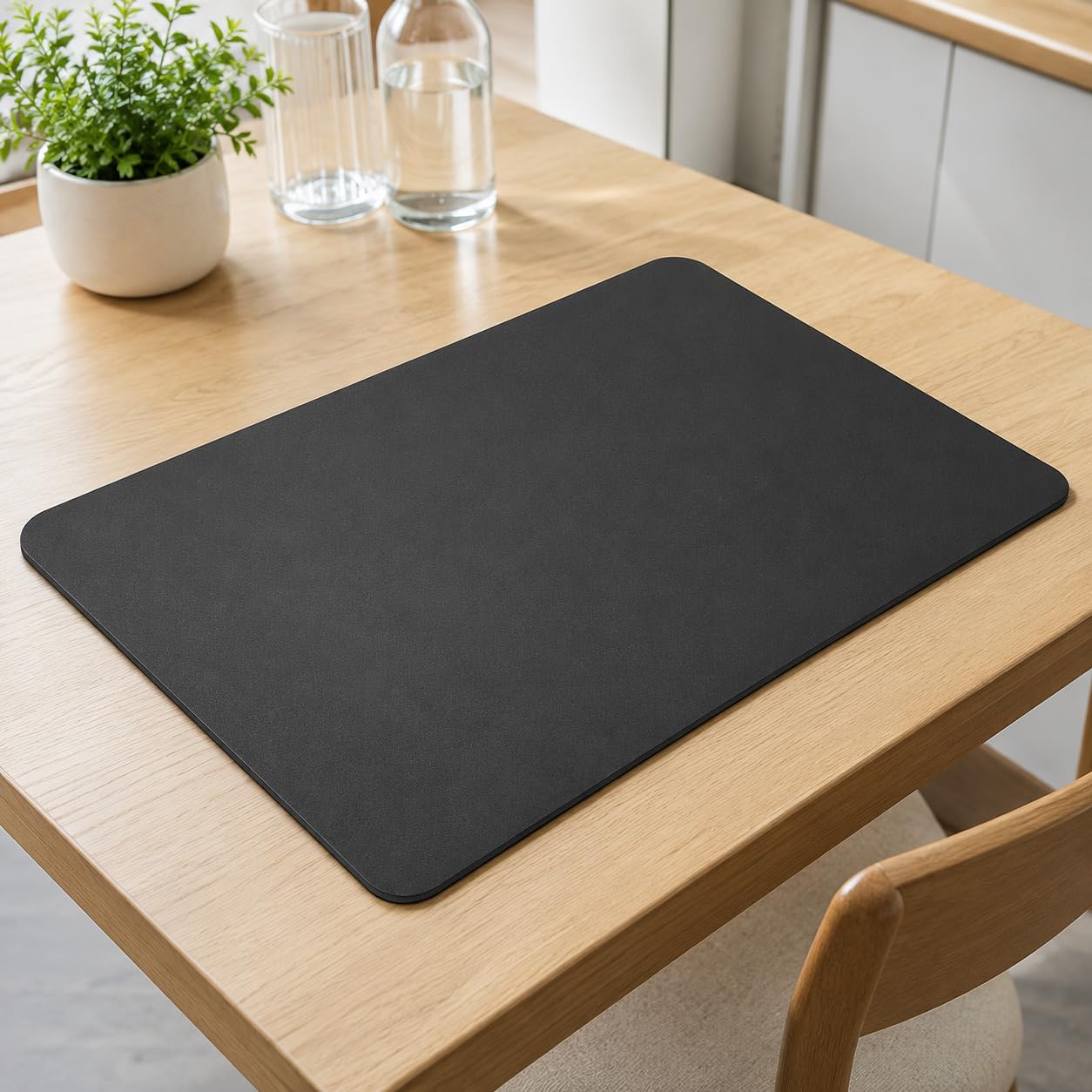 Premium Silicone Table Placemat Heat Resistant Non-Slip Waterproof Washable Rectangular Dining Table Mat with Anti-Skid Rubber Backing for Kitchen Counter Office Desk Black Pack of 1-image-29