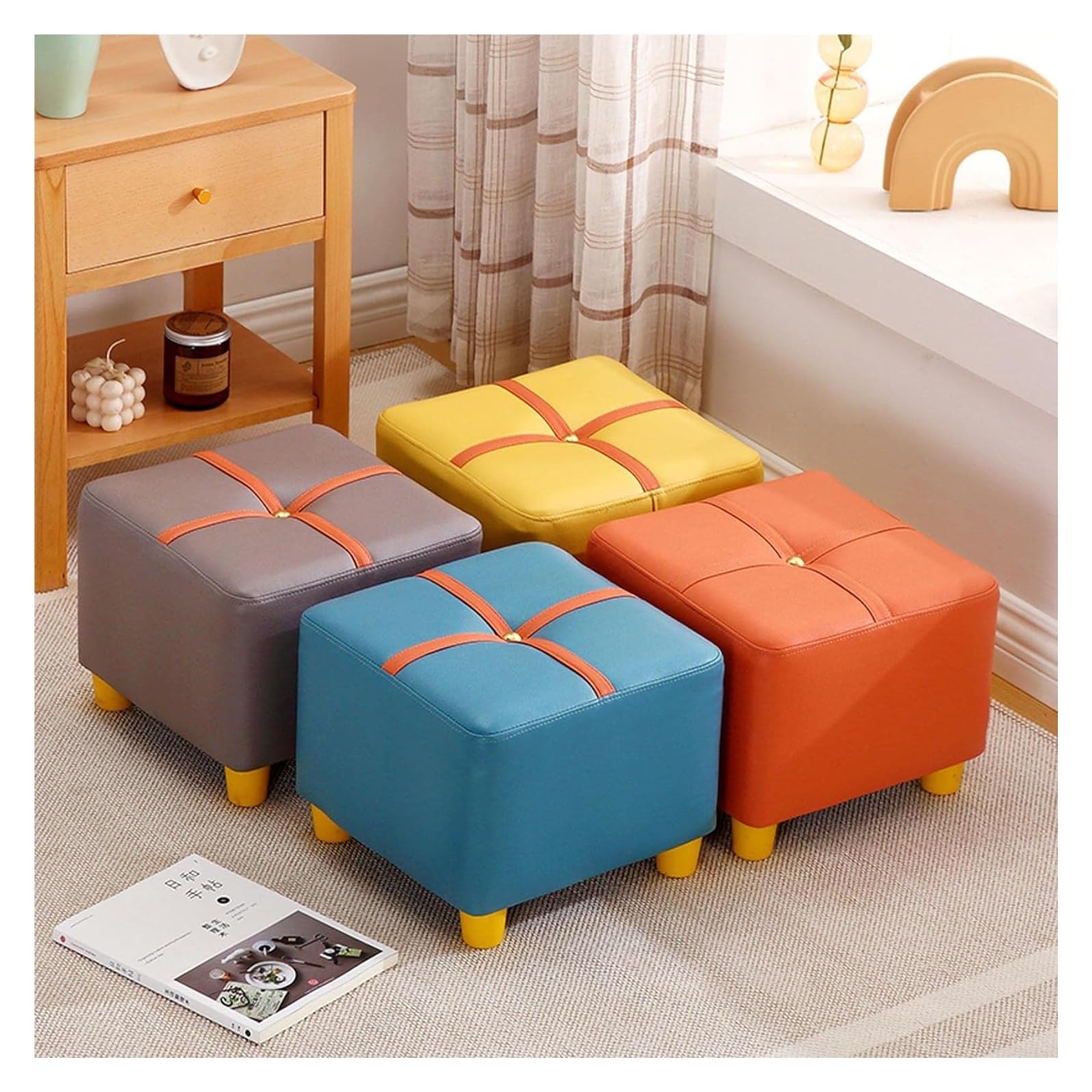 Amazon｜オスマンフットレスト Ottomans Foot Stool Technology Cloth