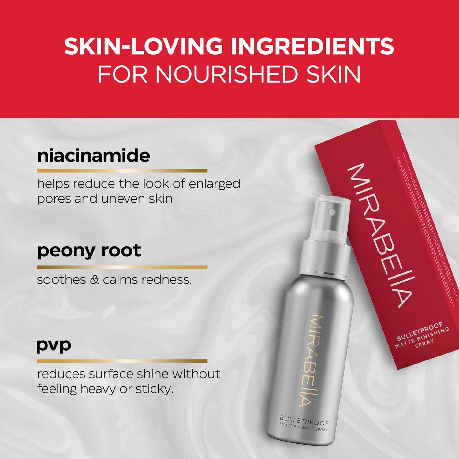 Mirabella Bulletproof Matte Setting Spray for Makeup, Finishing Spray for Makeup Locks in Foundation with a Weightless, Long-Lasting Finish, Setting Spray for Oily Skin is Suitable for All Skin Types