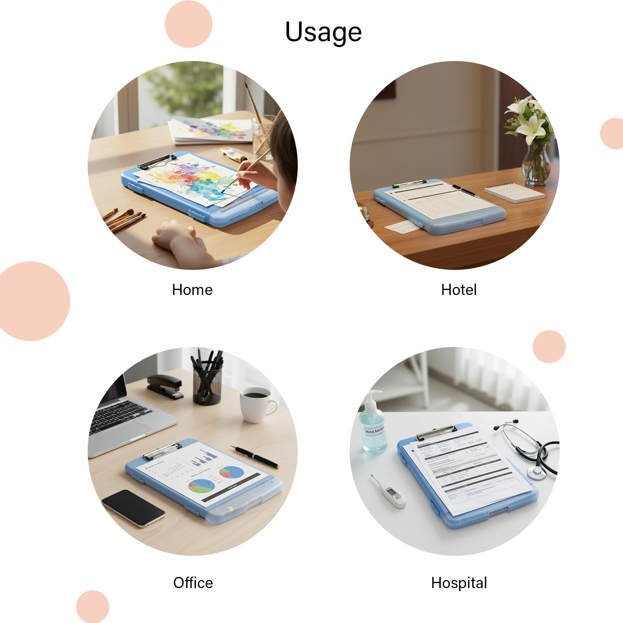 oddpod™ Moto Heavy Duty Clipboard with Side Opening/Clip Pad with Low Profile Clip for Dual Storage of A4 Papers and Pen Holder (Powder Blue) 3