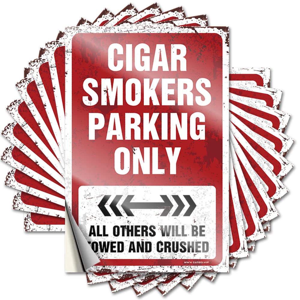 Lettering Sticker Funny Desk Decor Easy Apply | Cigar Smokers Parking Only Spicy Soft Area Peel and Stick(8X12CM)