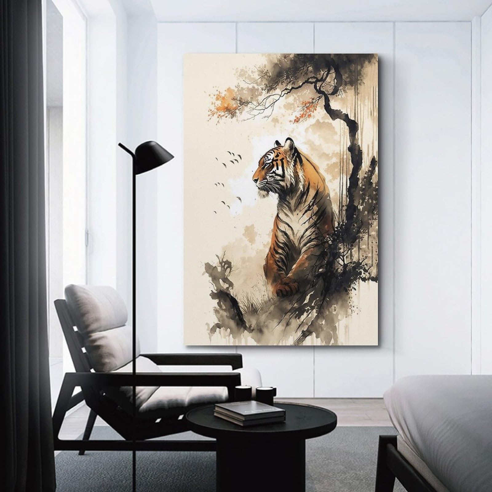 Amazon.co.jp: 水墨画虎ポスター ポスター装飾絵画キャンバス壁アート