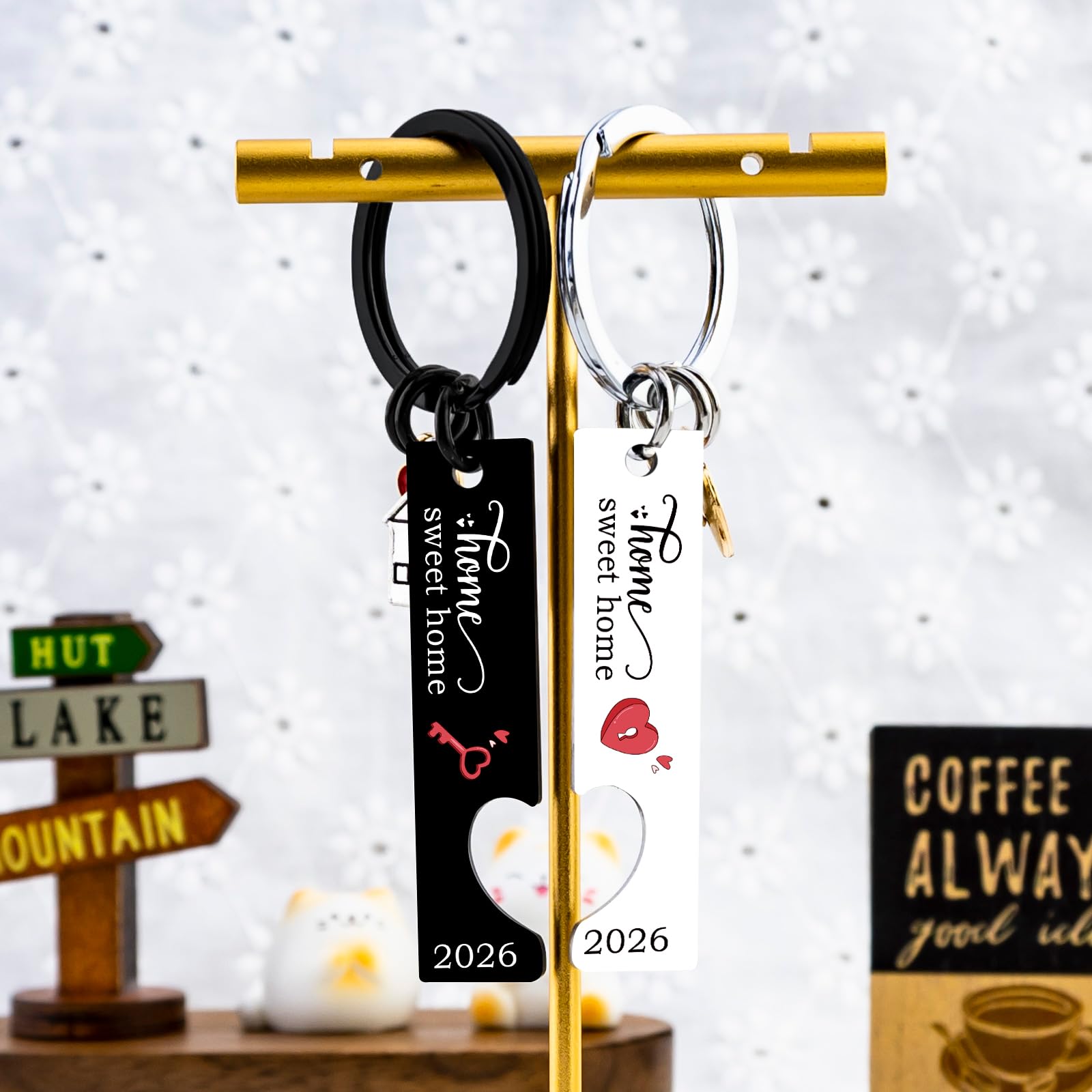 2 llaveros para el hogar dulce hogar, regalos de inauguración de la casa, nuevo apartamento 2026, regalo para parejas, regalos de cierre para casas, compradores, casa, Keychian ideas de regalo