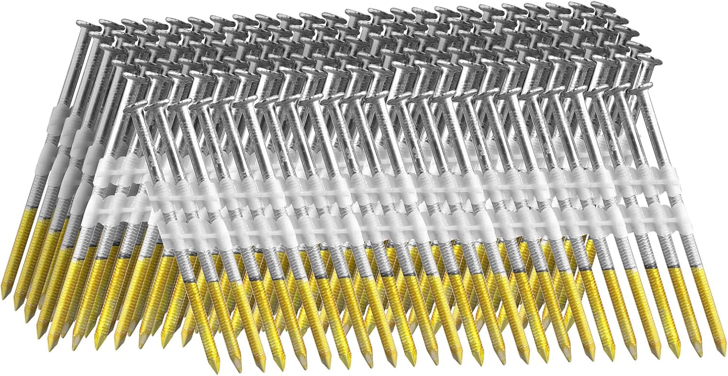 21 Degree Framing Nails 1000 Count, 3-1/2-Inch x .131" Ring Shank, Full Round Head Hot Dipped Galvanized, for Pneumatic Electric 20 to 22 Degree Framing Nailer
