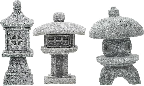 Kisangel 3 piezas Mini Pagoda Adornos Pagoda Jardín Estatua Pequeña Pagoda China Pabellón Estatua para Acuario Zen Decoración Paisaje